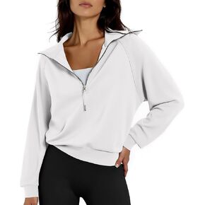 سويت شيرت نسائي قصير بنصف سحاب وربع سحاب وأكمام طويلة للارتداء الكاجوال in Kuwait