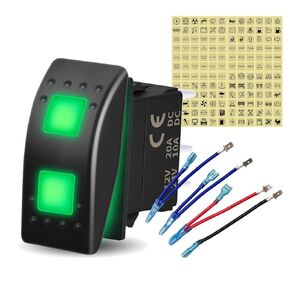 3 طرق للحفاظ على مفتاح الروك زر التبديل الروك 12 فولت 20 أمبير DPDT مفتاح تبديل LED أحمر مزدوج مع سلك توصيل مع ملصقات للسيارات والقوارب البحرية بولاريس RZR UTV ATV RVs in Kuwait