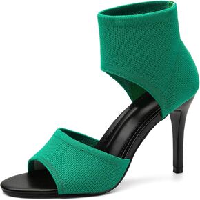 صنادل نسائية بمقدمة مفتوحة - تصميم أنيق بكعب ستيليتو مع جزء علوي شبكي مسامي، صنادل كاجوال مرنة مريحة للارتداء اليومي in Kuwait