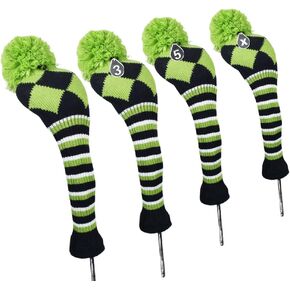 4 Pieces Stripes Knitted Golf Club Head Covers 1 3 5 X Driver and Fairway Wood2 and Hybrid(UT) in Kuwait