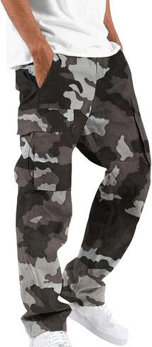 بنطال كارجو خفيف الوزن برباط للرجال من القطن المطاطي، بنطال رياضي للخروج، بنطال رياضي كاجوال للتمرين in Kuwait