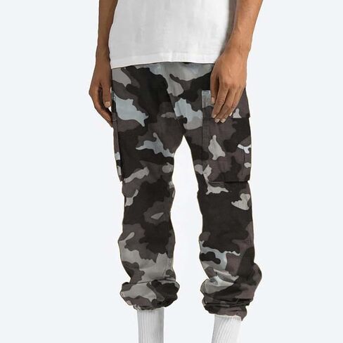 بنطال كارجو خفيف الوزن برباط للرجال من القطن المطاطي، بنطال رياضي للخروج، بنطال رياضي كاجوال للتمرين in Kuwait