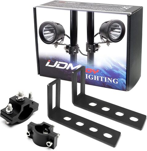 iJDMTOY Pair Adjustable 0.7 to 2.25 Inch Fit Tube Clamps with L-Shape Auxiliary Off-Road Light Mounting Brackets Compatible with Jeep/Truck/SUV Roll Bars or Cages, Motorcycle, ATV UTV Dirt Bike, etc in Saudi Arabia