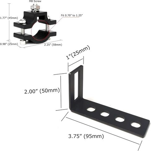 iJDMTOY Pair Adjustable 0.7 to 2.25 Inch Fit Tube Clamps with L-Shape Auxiliary Off-Road Light Mounting Brackets Compatible with Jeep/Truck/SUV Roll Bars or Cages, Motorcycle, ATV UTV Dirt Bike, etc in Saudi Arabia