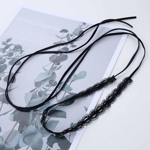 Vintage Hollow Lace Choker Necklace Black Tulle Lace Necklaces Long Satin Tail Tie Up Choker Necklaces Bow Tie Up Necklace Chain Jewelry for Women in Saudi Arabia