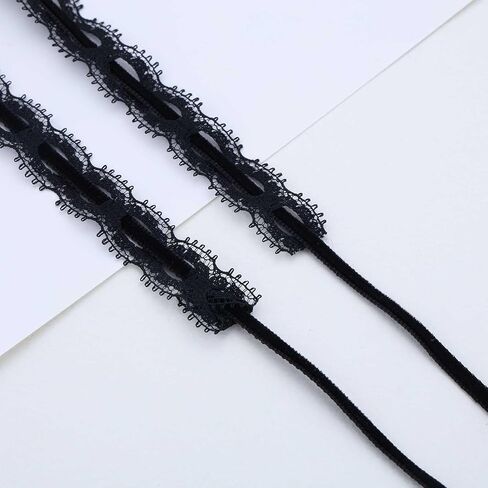 Vintage Hollow Lace Choker Necklace Black Tulle Lace Necklaces Long Satin Tail Tie Up Choker Necklaces Bow Tie Up Necklace Chain Jewelry for Women in Saudi Arabia