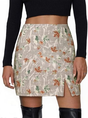 Yousify Womens Mini Skirt High Waist A-Line Bodycon Short Skirts Camo Pencil Skorts with Side Split in Saudi Arabia