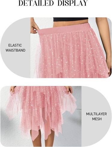 تنانير تول لوصيفة العروس للنساء تنورة خرافية على شكل حرف a منفوش بطبقات شبكية طويلة ميدي تنورة قصيرة لحفلات الهالوين in Kuwait