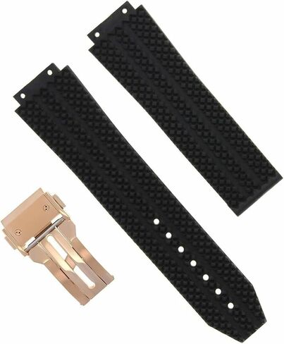 مشبك حزام مطاطي بديل 24 مم من Ewatchparts متوافق مع ساعة Hublot Big Bang 44-45 مم باللون الأسود in Saudi Arabia