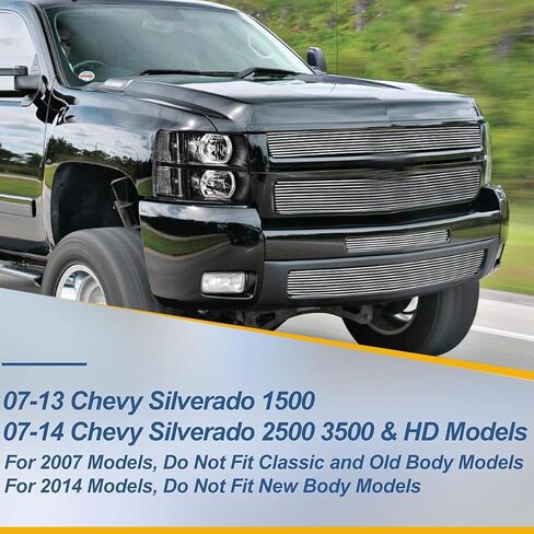 Headlights Assembly W/Bulbs compatible with 2007-2013 Chevy Silverado 1500,07-14 Silverado 2500HD 3500 Headlights Headlamp Pair, Black Housing Amber Side in Kuwait