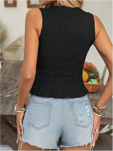 SweatyRocks Women's Tie Front Vest V Neck Tank Top Casual Y2K Sleeveless Top in Saudi Arabia