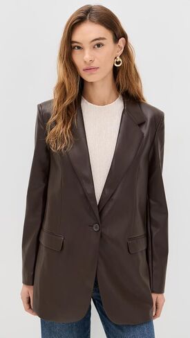 Susana Monaco Women's Faux Leather Boyfriend Blazer in Saudi Arabia