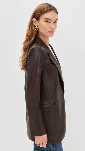 Susana Monaco Women's Faux Leather Boyfriend Blazer in Saudi Arabia