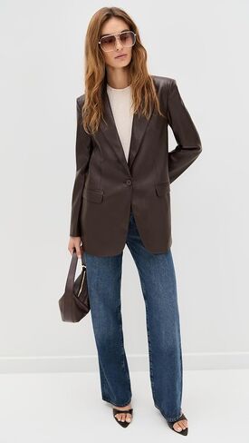 Susana Monaco Women's Faux Leather Boyfriend Blazer in Saudi Arabia