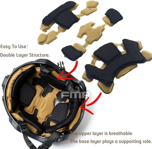 Tactical ACH Helmet Pads Kits Double Layer Buffer Memory Foam Replacement Padding Mat for MT ACH IBH AF Helmets in Saudi Arabia