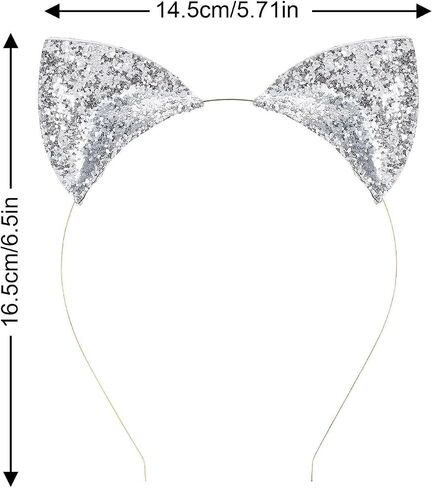 Glitter Cat Ears Headband Halloween Hair Band Cute Fancy Dress Cats Woman Headband Black Hair Hoop Cosplay Party Festival Costume in Saudi Arabia