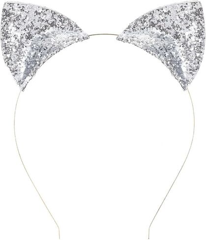Glitter Cat Ears Headband Halloween Hair Band Cute Fancy Dress Cats Woman Headband Black Hair Hoop Cosplay Party Festival Costume in Saudi Arabia