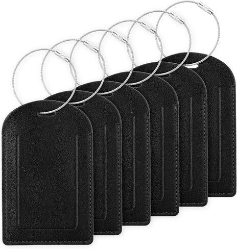 6Pack PU Leather Luggage Tags for Suitcases, Suitcase ID Tag Identifiers with Privacy Protection CoverTravel Bag Tags with Name Card Holder(Brown) in Saudi Arabia