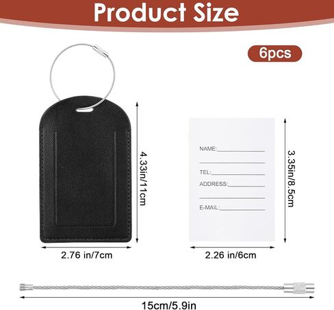 6Pack PU Leather Luggage Tags for Suitcases, Suitcase ID Tag Identifiers with Privacy Protection CoverTravel Bag Tags with Name Card Holder(Brown) in Saudi Arabia