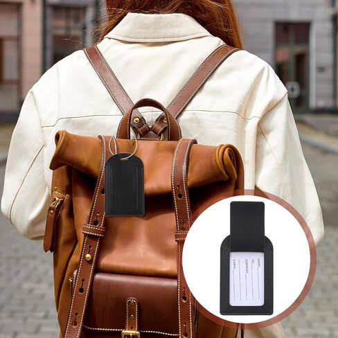 6Pack PU Leather Luggage Tags for Suitcases, Suitcase ID Tag Identifiers with Privacy Protection CoverTravel Bag Tags with Name Card Holder(Brown) in Saudi Arabia