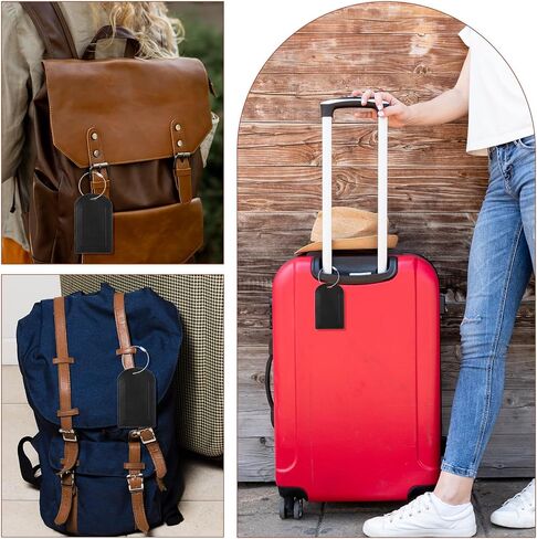 6Pack PU Leather Luggage Tags for Suitcases, Suitcase ID Tag Identifiers with Privacy Protection CoverTravel Bag Tags with Name Card Holder(Brown) in Saudi Arabia