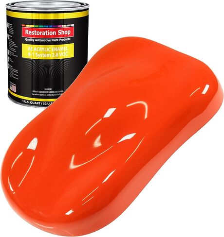 Restoration Shop - Speed Orange Acrylic Enamel Auto Paint - Quart Paint Color Only - Professional Single Stage High Gloss Automotive, Car, Truck, Equipment Coating, 2.8 VOC in Saudi Arabia