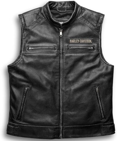 JACKETHUB Iconic Harley HD Men’s Passing Link Leather Biker Vest – Davidson Motorcycle Road Warrior in Saudi Arabia