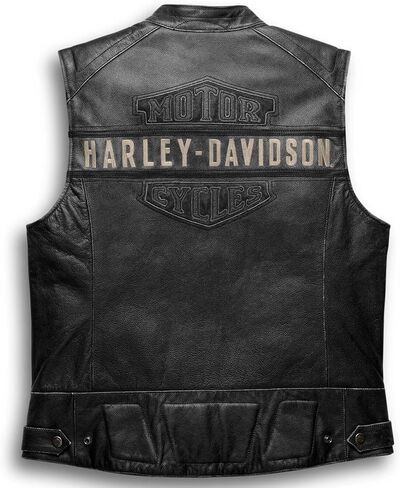 JACKETHUB Iconic Harley HD Men’s Passing Link Leather Biker Vest – Davidson Motorcycle Road Warrior in Saudi Arabia