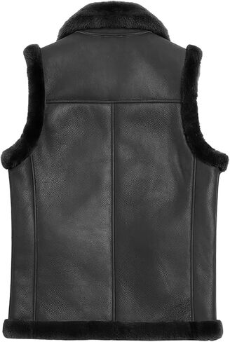 Men’s Real Sheepskin Shearling Leather Vest– B3 Aviator Sleeveless Lambskin Leather Vest Coat in Saudi Arabia