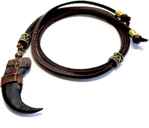 Handmade Native American Style Bear Claw Replica Leather Necklace - Adjustable Native American Inspired Jewelry - UNISEX, MEN, WOMEN, BOHEMIAN STEAMPUNK FASHION - NO Bears Harmed - American Made in Denver. in Saudi Arabia