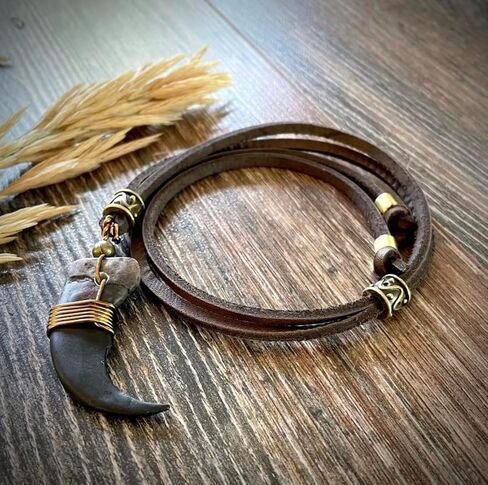 Handmade Native American Style Bear Claw Replica Leather Necklace - Adjustable Native American Inspired Jewelry - UNISEX, MEN, WOMEN, BOHEMIAN STEAMPUNK FASHION - NO Bears Harmed - American Made in Denver. in Saudi Arabia