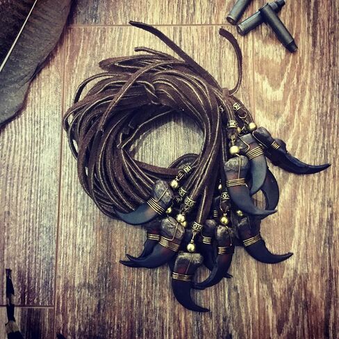Handmade Native American Style Bear Claw Replica Leather Necklace - Adjustable Native American Inspired Jewelry - UNISEX, MEN, WOMEN, BOHEMIAN STEAMPUNK FASHION - NO Bears Harmed - American Made in Denver. in Saudi Arabia