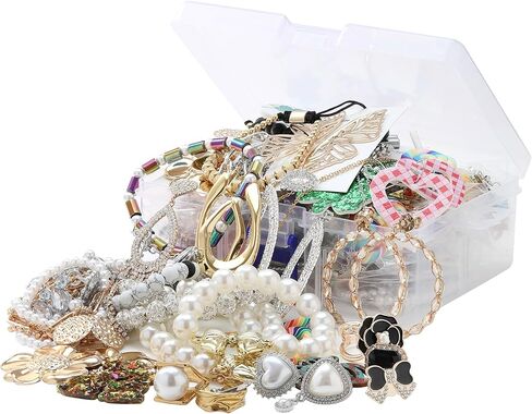 Mystery Jewelry Jar,40-45 Piece Surprise Mystery Box for Women Gift Set,Including Necklace, Earrings,Rings,Bracelet,Keychain,Hair Clip,Shoe Charms,Random Vintage Jewelry Unique Birthday Christmas Gifts for Her in Saudi Arabia