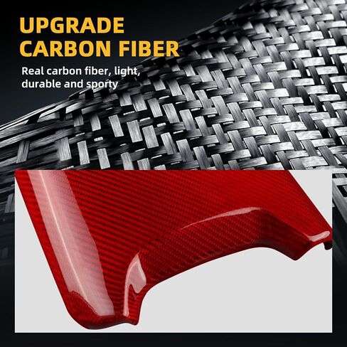Real Carbon Fiber Gear Shift Side Protective Strip Covers - Gear Shift Side Protective Strip Covers, Durable Automotive Accessories for Corvette C8 2020-2025 Accessories (Red) in Saudi Arabia