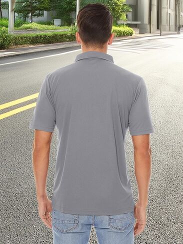 Men's Polo Shirts 3 Buttons Casual Work T Shirts Quick Dry Short Sleeve Golf Shirt Outdoor Tops in Saudi Arabia