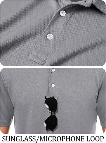 Men's Polo Shirts 3 Buttons Casual Work T Shirts Quick Dry Short Sleeve Golf Shirt Outdoor Tops in Saudi Arabia