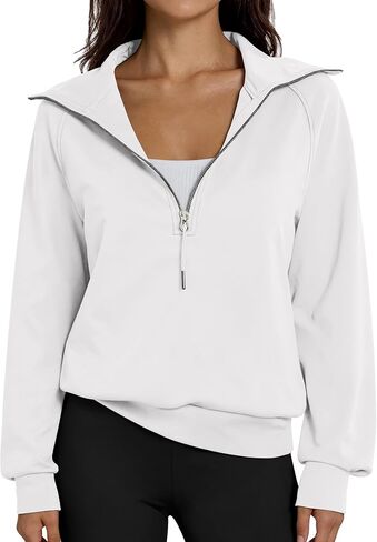 سويت شيرت نسائي قصير بنصف سحاب وربع سحاب وأكمام طويلة للارتداء الكاجوال in Kuwait