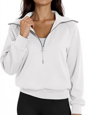 سويت شيرت نسائي قصير بنصف سحاب وربع سحاب وأكمام طويلة للارتداء الكاجوال in Kuwait