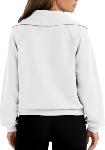 سويت شيرت نسائي قصير بنصف سحاب وربع سحاب وأكمام طويلة للارتداء الكاجوال in Kuwait