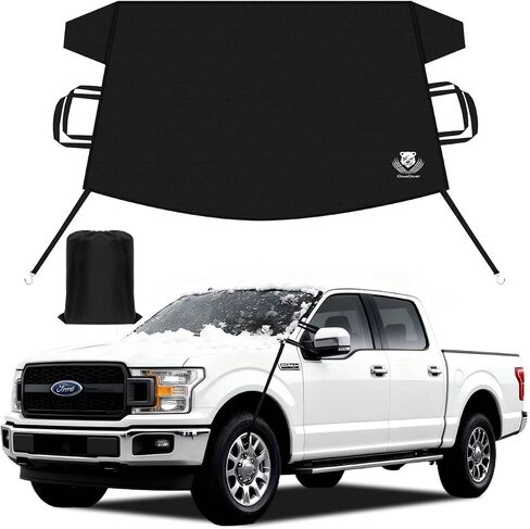 Winter Windshield Covers for Cars,Trucks, SUV,Heavy Duty 600D Oxford Fabric Frost Hails Windshield Protector Window Blanket,Car Windshield Cover for Ice and Snow Accessoires, Black,75/60Wx44D Inch in Kuwait