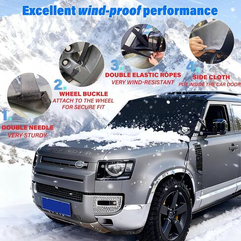Winter Windshield Covers for Cars,Trucks, SUV,Heavy Duty 600D Oxford Fabric Frost Hails Windshield Protector Window Blanket,Car Windshield Cover for Ice and Snow Accessoires, Black,75/60Wx44D Inch in Kuwait