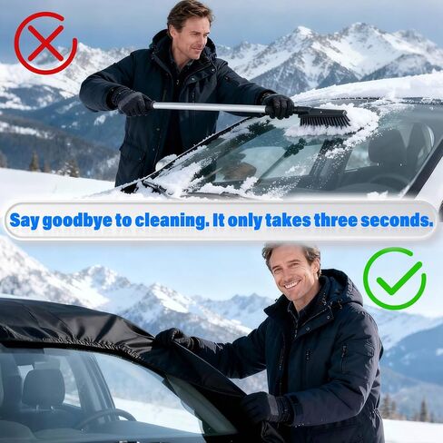 Winter Windshield Covers for Cars,Trucks, SUV,Heavy Duty 600D Oxford Fabric Frost Hails Windshield Protector Window Blanket,Car Windshield Cover for Ice and Snow Accessoires, Black,75/60Wx44D Inch in Kuwait
