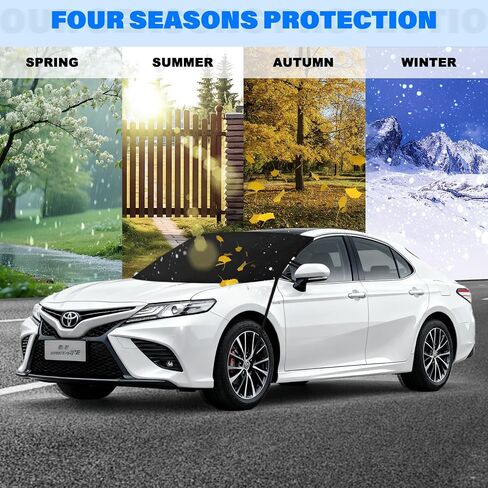 Winter Windshield Covers for Cars,Trucks, SUV,Heavy Duty 600D Oxford Fabric Frost Hails Windshield Protector Window Blanket,Car Windshield Cover for Ice and Snow Accessoires, Black,75/60Wx44D Inch in Kuwait