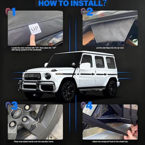 Winter Windshield Covers for Cars,Trucks, SUV,Heavy Duty 600D Oxford Fabric Frost Hails Windshield Protector Window Blanket,Car Windshield Cover for Ice and Snow Accessoires, Black,75/60Wx44D Inch in Kuwait