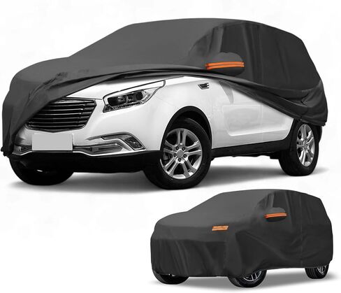 Car Cover Waterproof All Weather Sun Rain Protection Full Exterior Cover for Hyundai Santa Fe Black with Left Side Zippers in Saudi Arabia