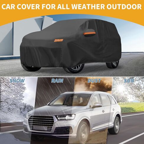 Car Cover Waterproof All Weather Sun Rain Protection Full Exterior Cover for Hyundai Santa Fe Black with Left Side Zippers in Saudi Arabia