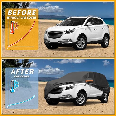 Car Cover Waterproof All Weather Sun Rain Protection Full Exterior Cover for Hyundai Santa Fe Black with Left Side Zippers in Saudi Arabia