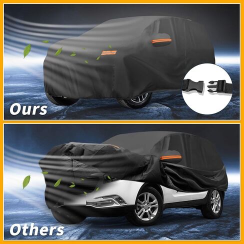 Car Cover Waterproof All Weather Sun Rain Protection Full Exterior Cover for Hyundai Santa Fe Black with Left Side Zippers in Saudi Arabia
