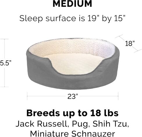 Furhaven Orthopedic Dog Bed for Small Dogs w/ Removable Washable Cover, For Dogs Up to 12 lbs - Sherpa & Suede Oval Lounger - Gray, Small in Saudi Arabia