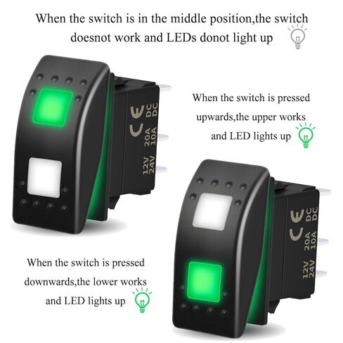3 طرق للحفاظ على مفتاح الروك زر التبديل الروك 12 فولت 20 أمبير DPDT مفتاح تبديل LED أحمر مزدوج مع سلك توصيل مع ملصقات للسيارات والقوارب البحرية بولاريس RZR UTV ATV RVs in Kuwait